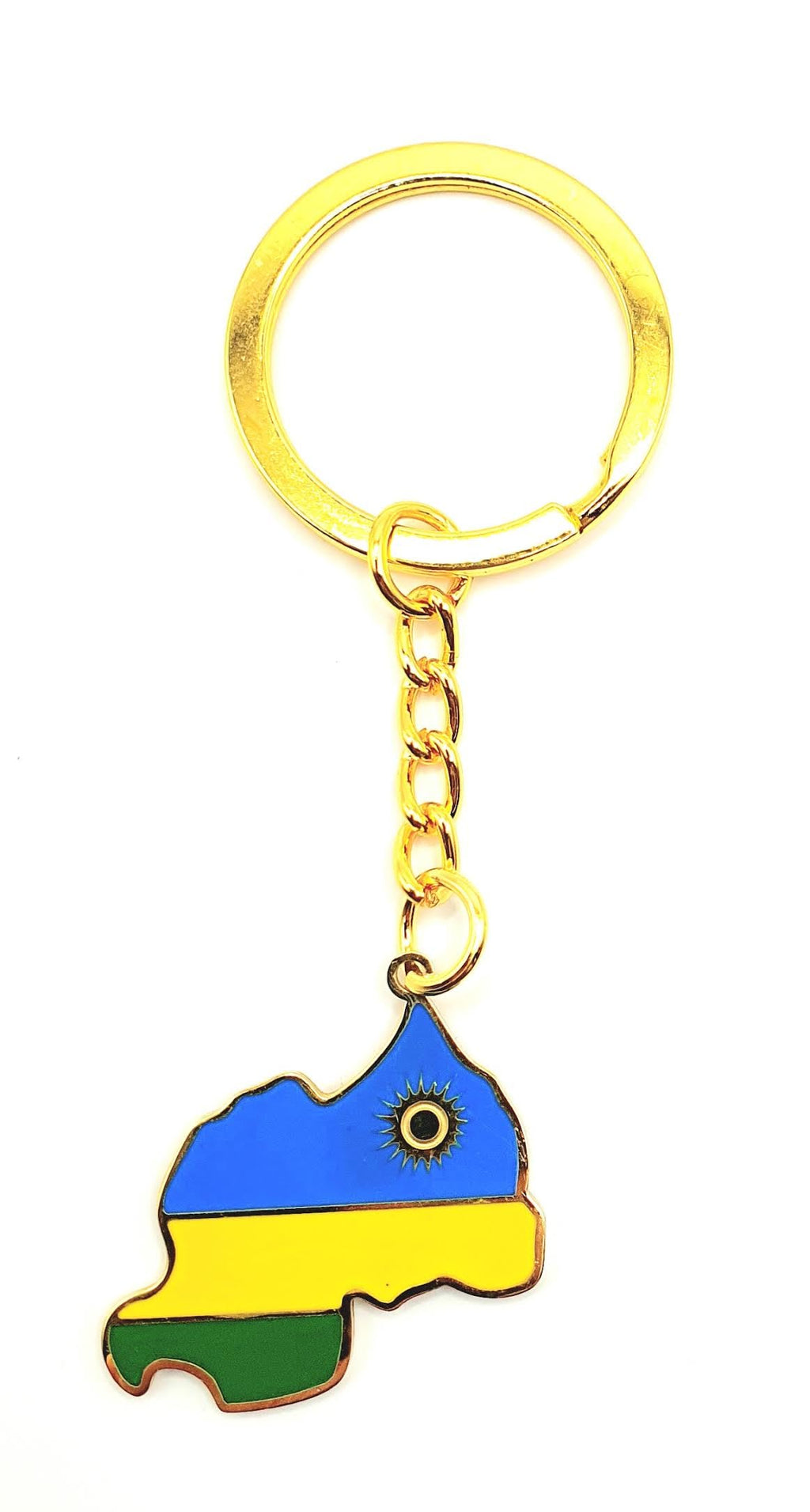 SNS Components Rwanda Rwandan Africa African Gold Key Ring Chain Country Flag Metal Enamel Keyring