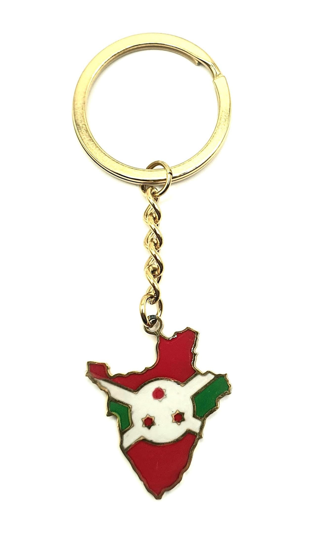 Burundi East Africa Gold Key Ring Chain Country Flag Metal Enamel Keyring