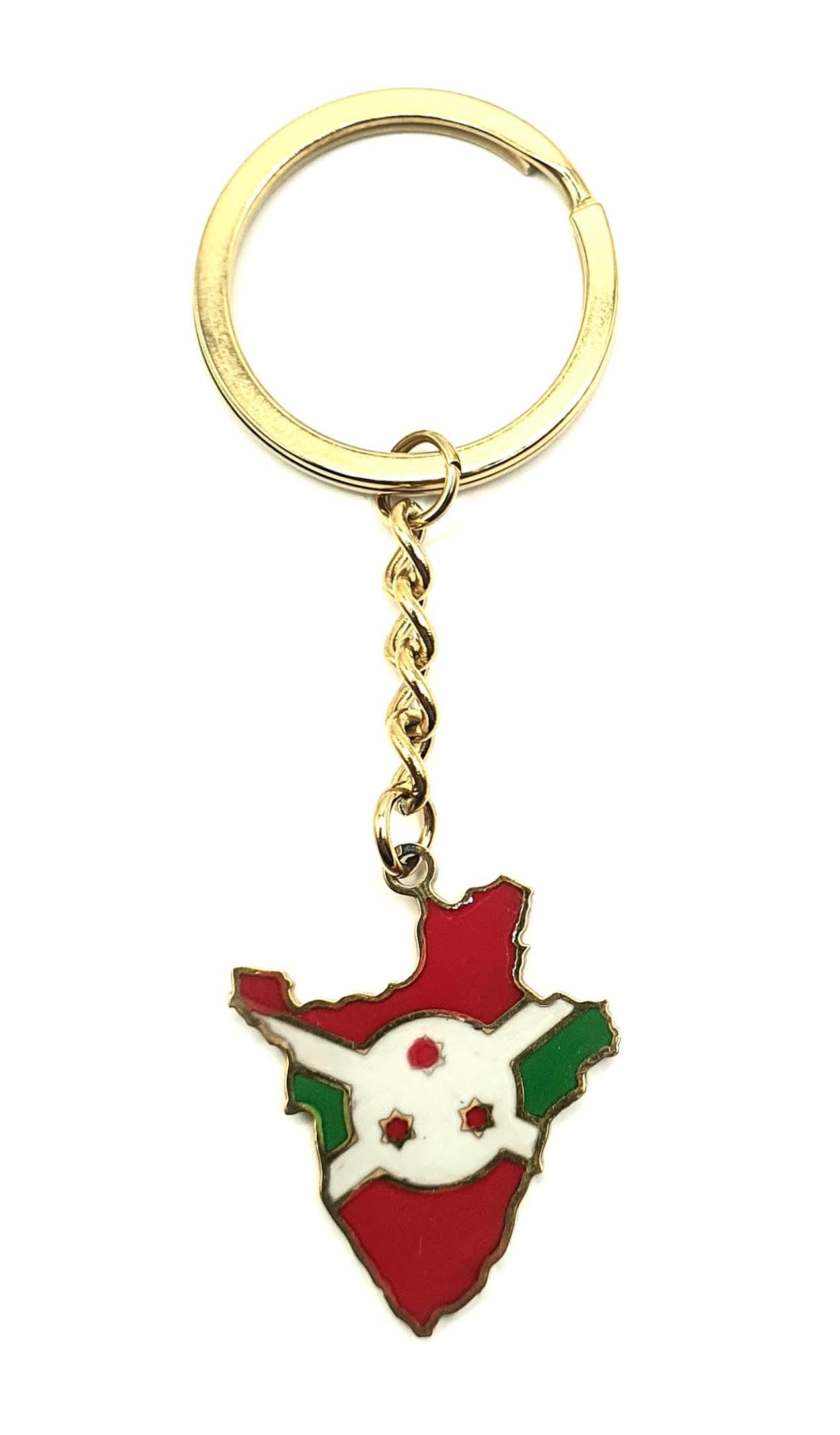 Burundi East Africa Gold Key Ring Chain Country Flag Metal Enamel Keyring