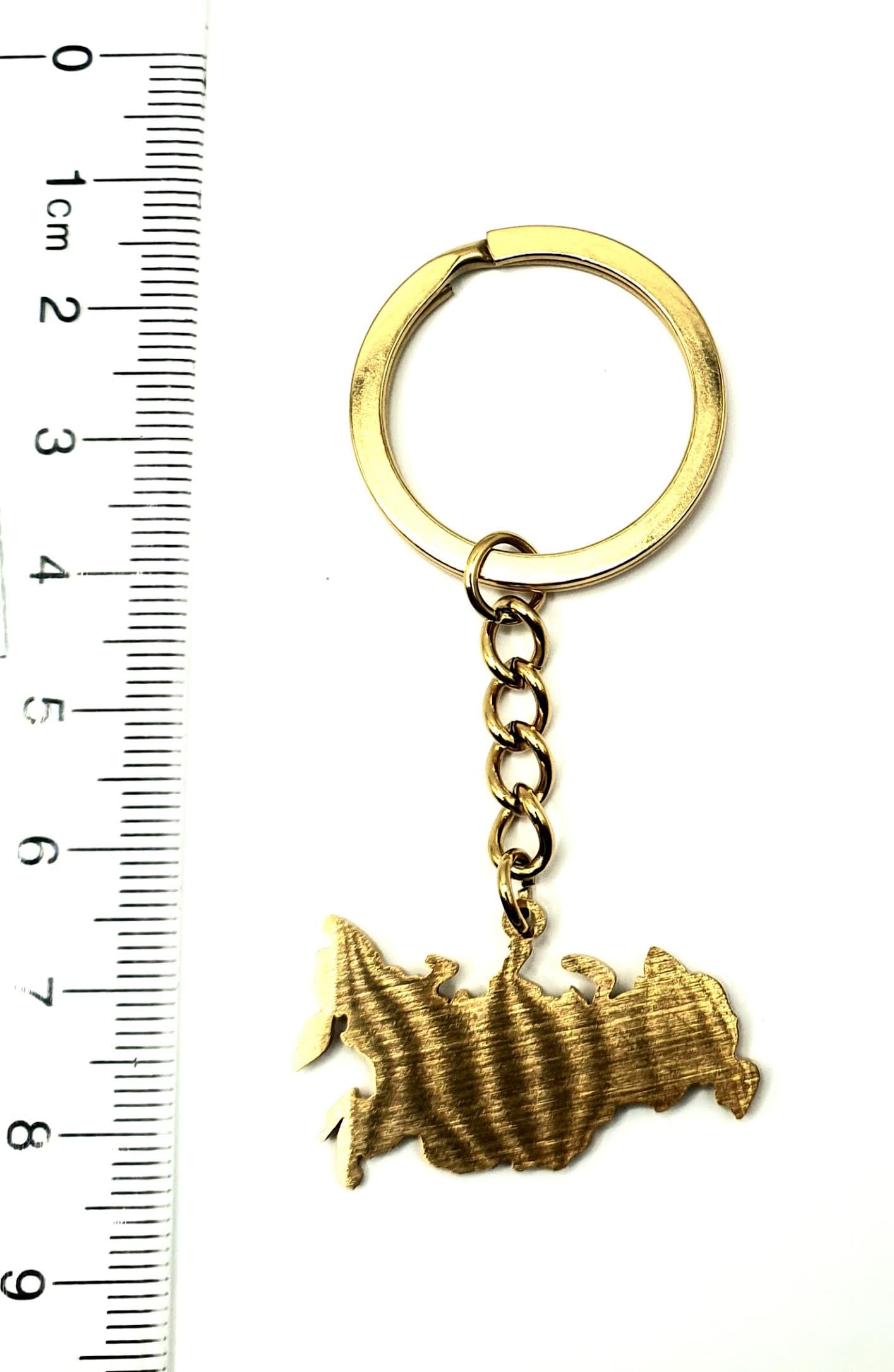 Russia Russian Map Outline Gold Country Flag Key Ring Chain Metal Enamel Keyring
