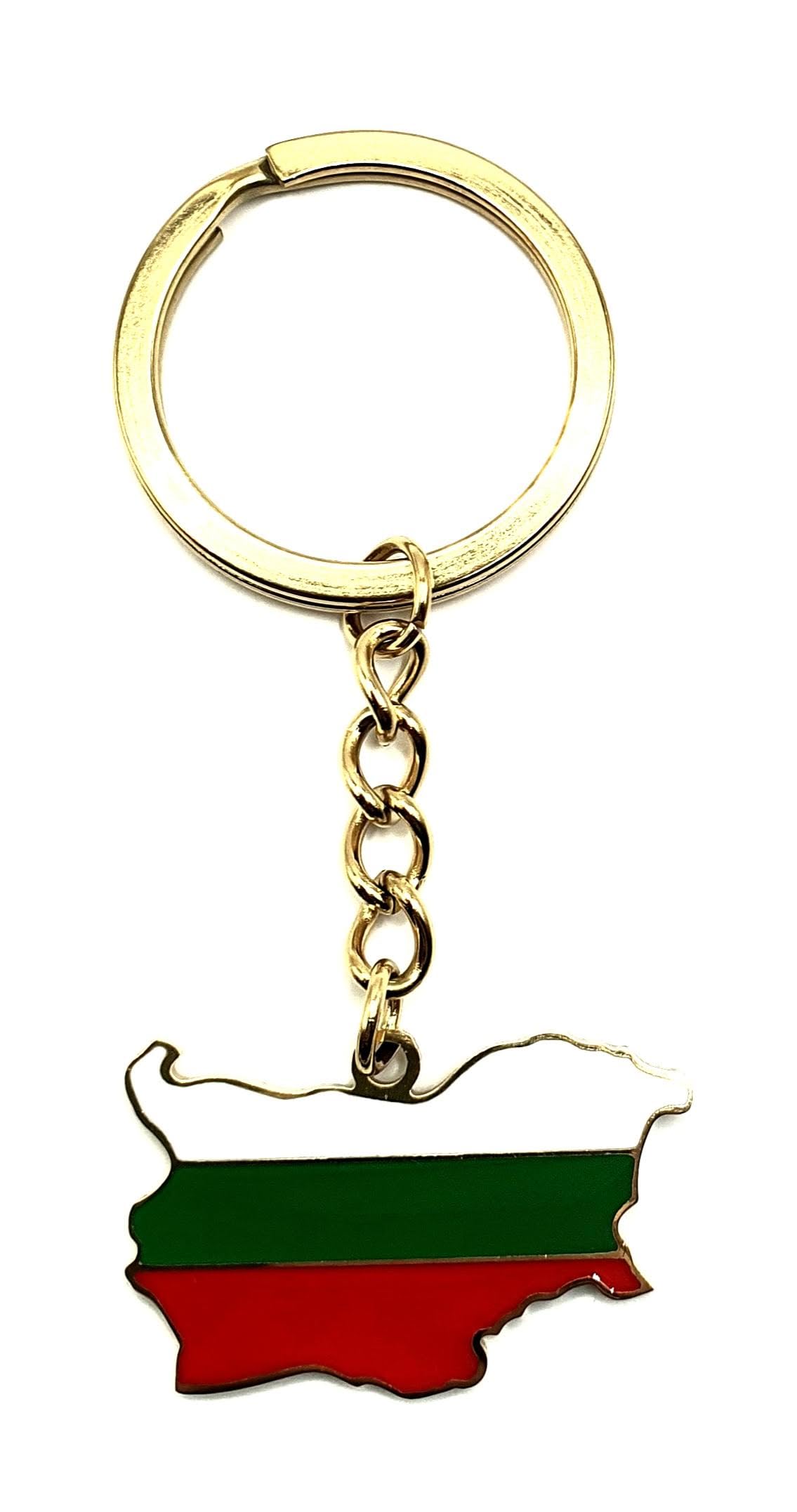 Bulgaria Bulgarian Map Outline EU European Eastern Europe East Balkan Balkans Gold Country Flag Key Ring Metal Enamel Keyring