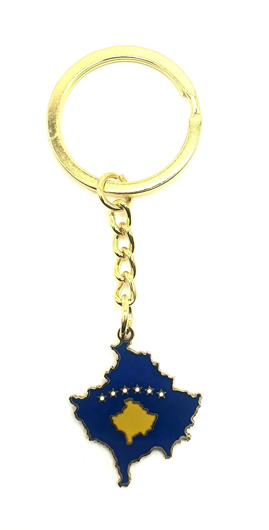 SNS Components Kosovo Kosovan Balkan Gold Key Ring Chain Country Flag Metal Enamel Keyring