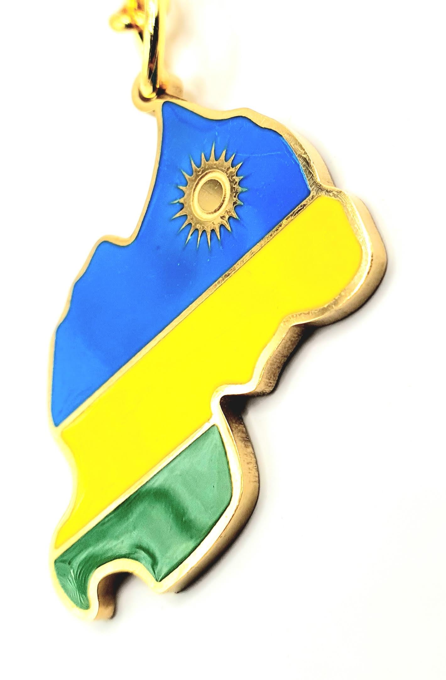 SNS Components Rwanda Rwandan Africa African Gold Key Ring Chain Country Flag Metal Enamel Keyring