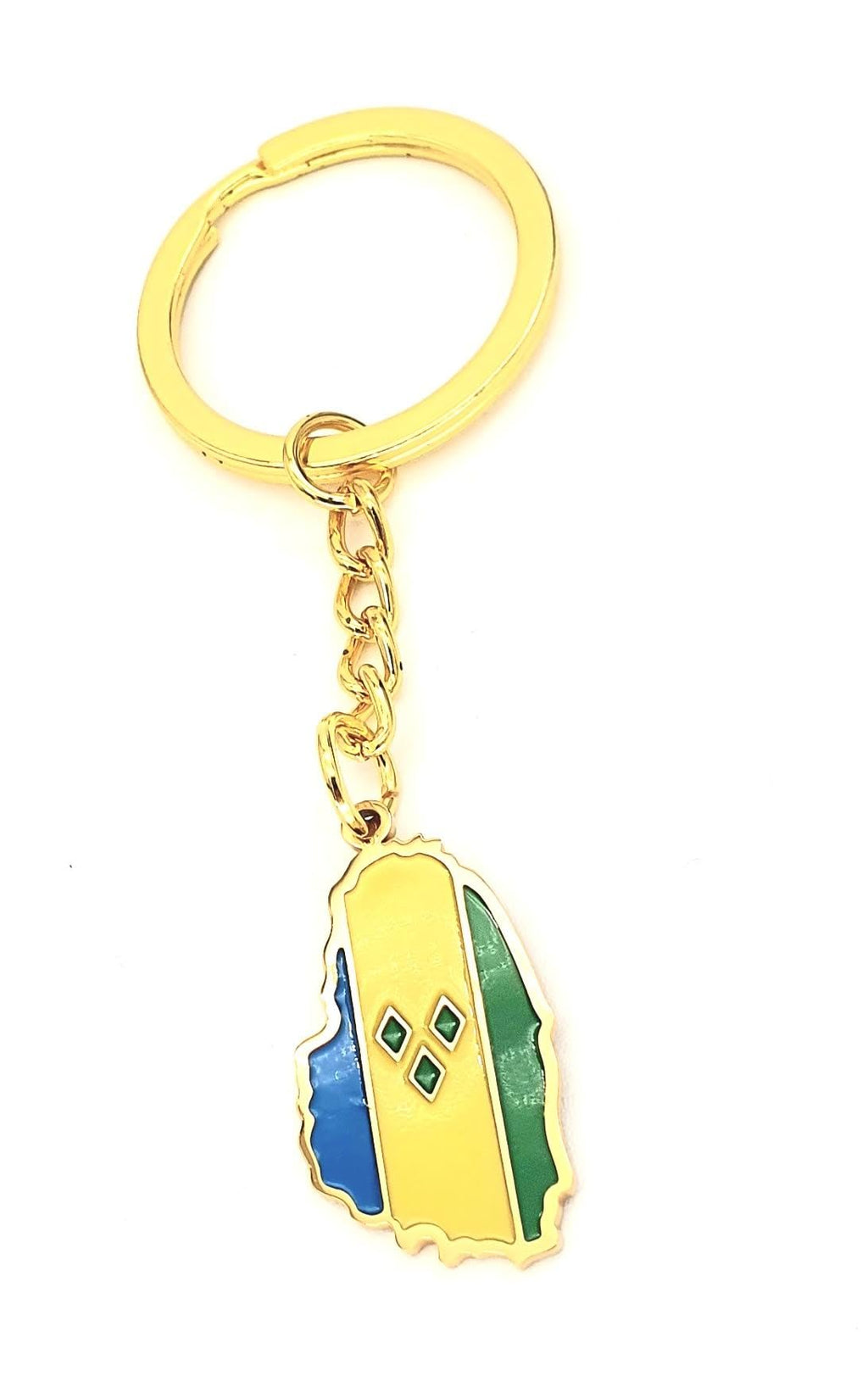 SNS Components St Vincent and the Grenadines Saint Caribbean Gold Country Flag Key Ring Chain Metal Enamel Keyring
