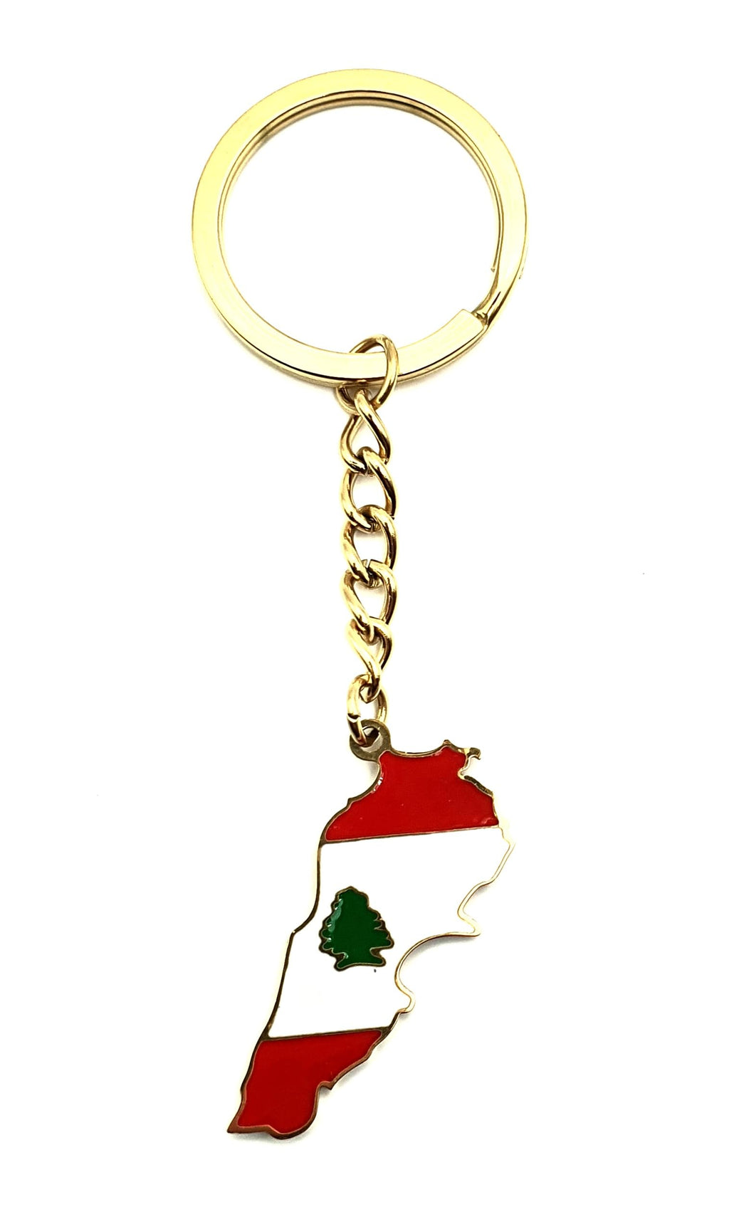 Lebanon Lebanese Middle East Eastern Gold Country Flag Key Ring Chain Metal Enamel Keyring