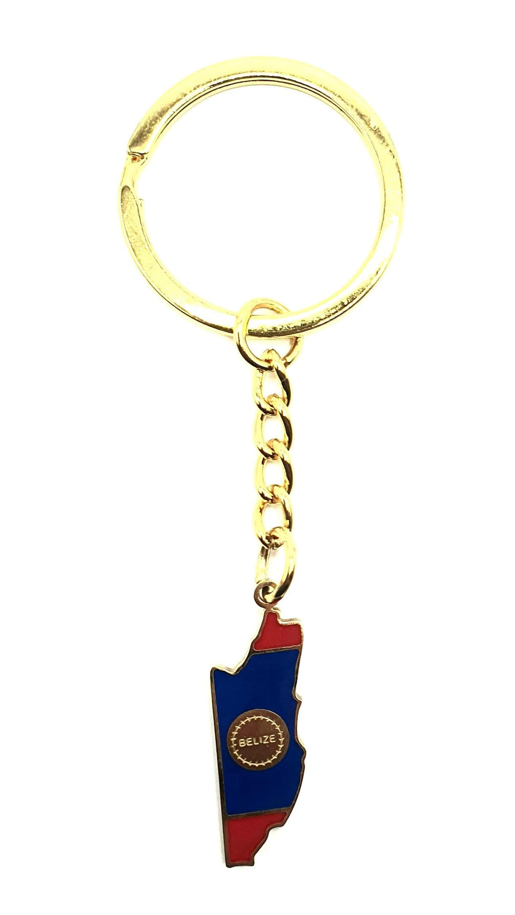 Belize Central America Gold Key Ring Chain Country Flag Metal Enamel Keyring
