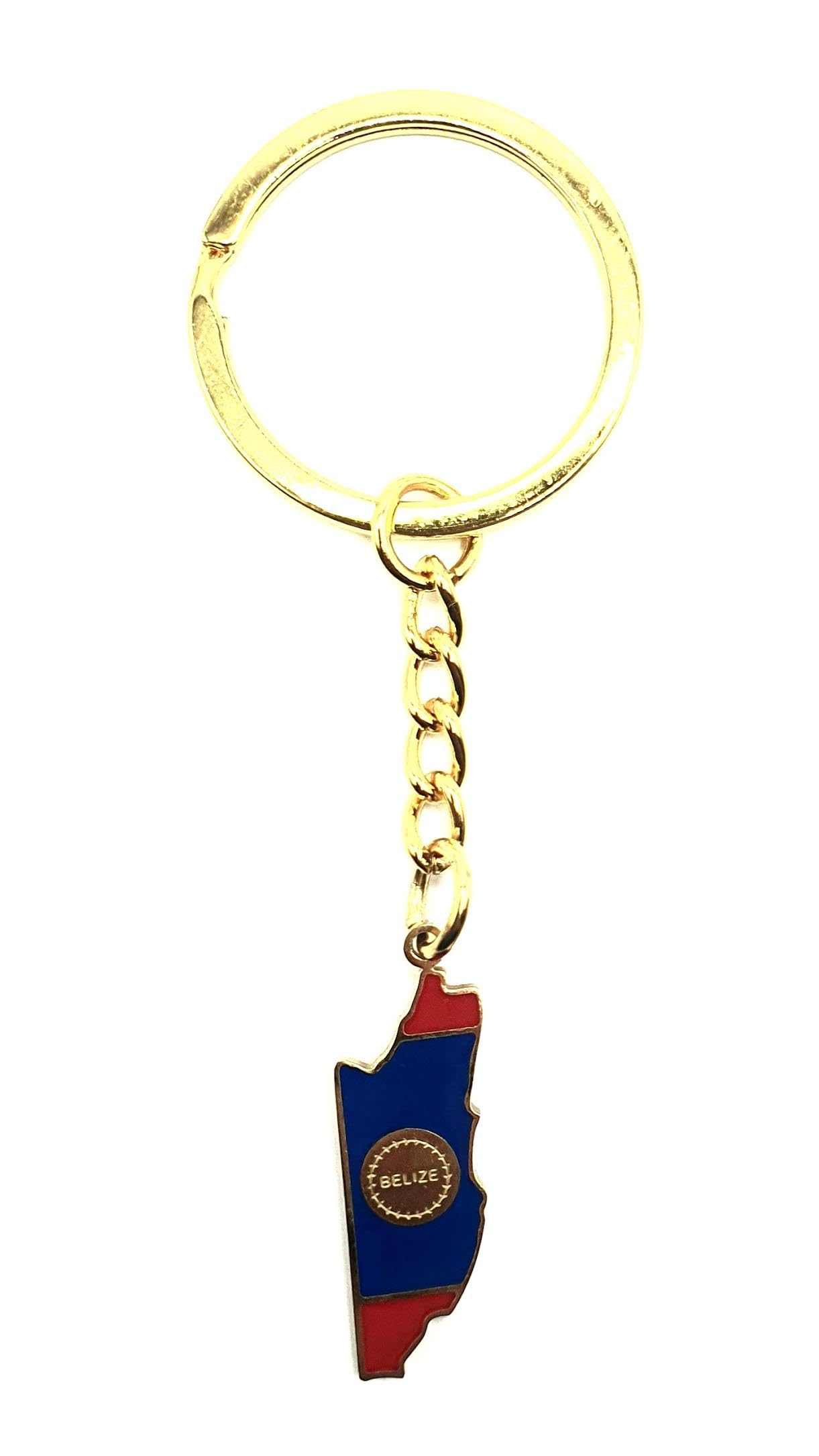 Belize Central America Gold Key Ring Chain Country Flag Metal Enamel Keyring