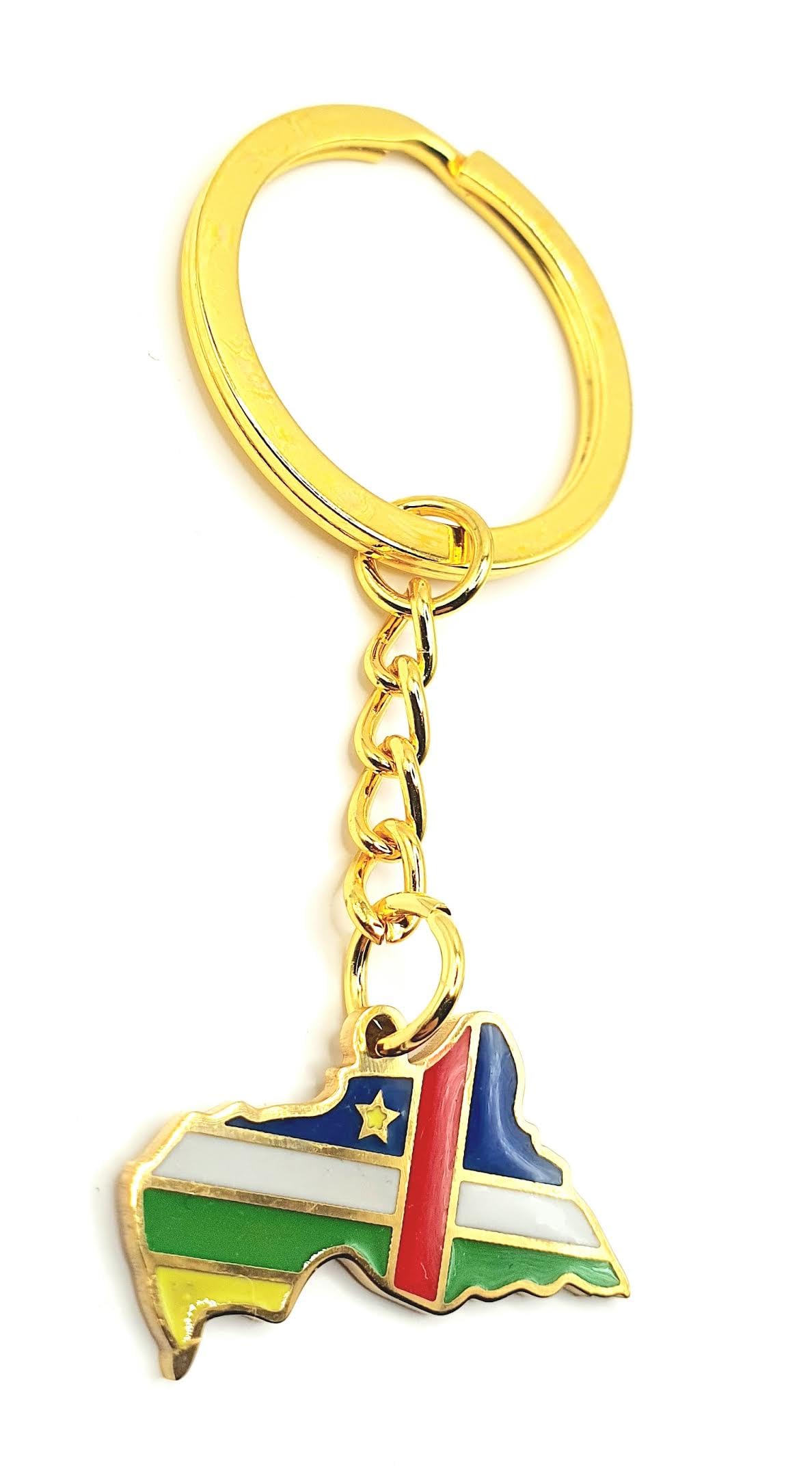 Central African Republic Africa Gold Key Ring Chain Country Flag Metal Enamel Keyring