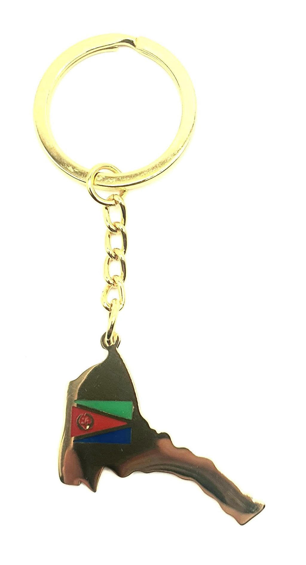 Eritrea Africa Gold Key Ring Chain Country Flag Metal Enamel Keyring