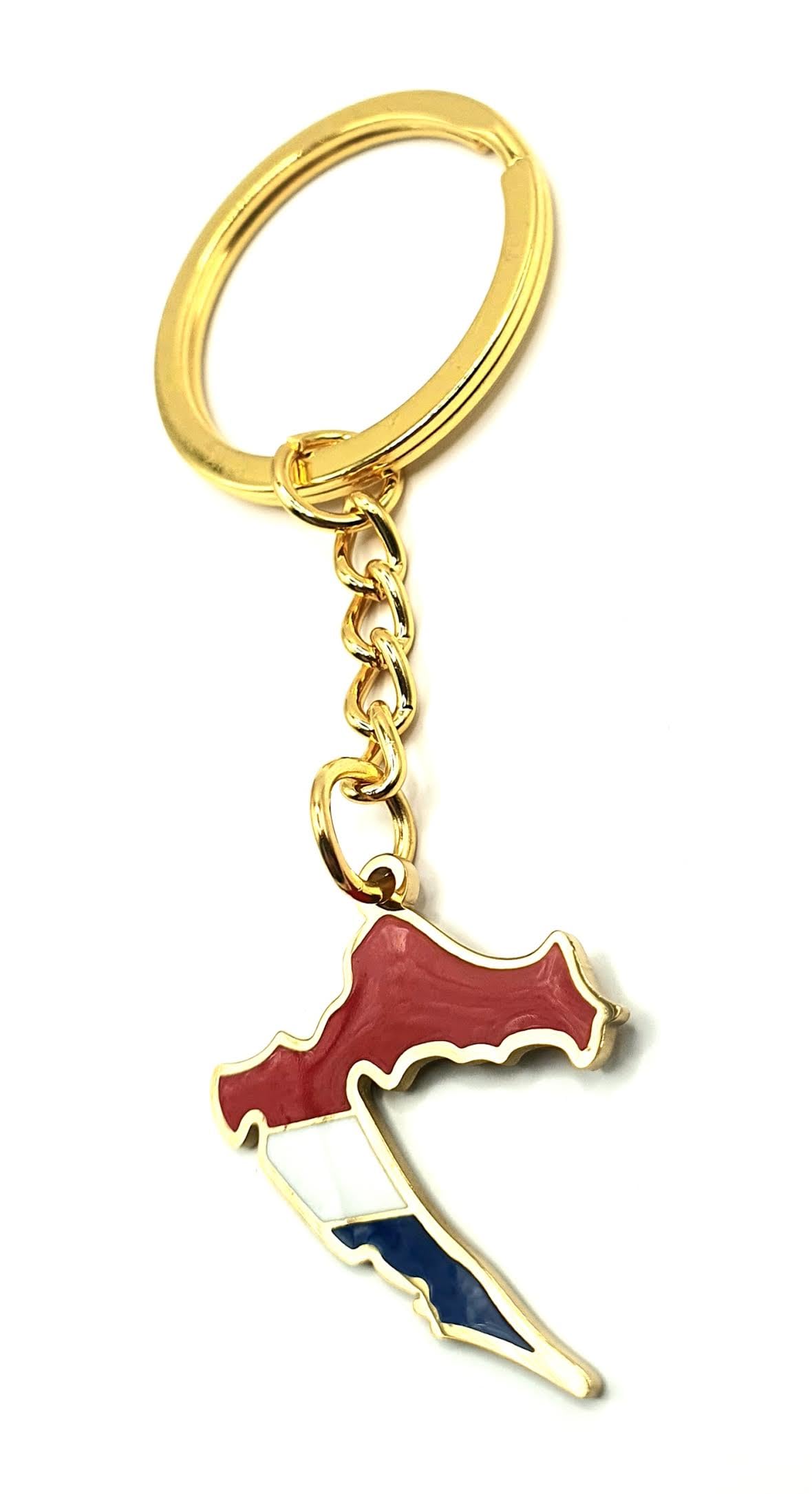Croatia Croatian Europe EU Balkan European Gold Key Ring Chain Country Flag Metal Enamel Keyring