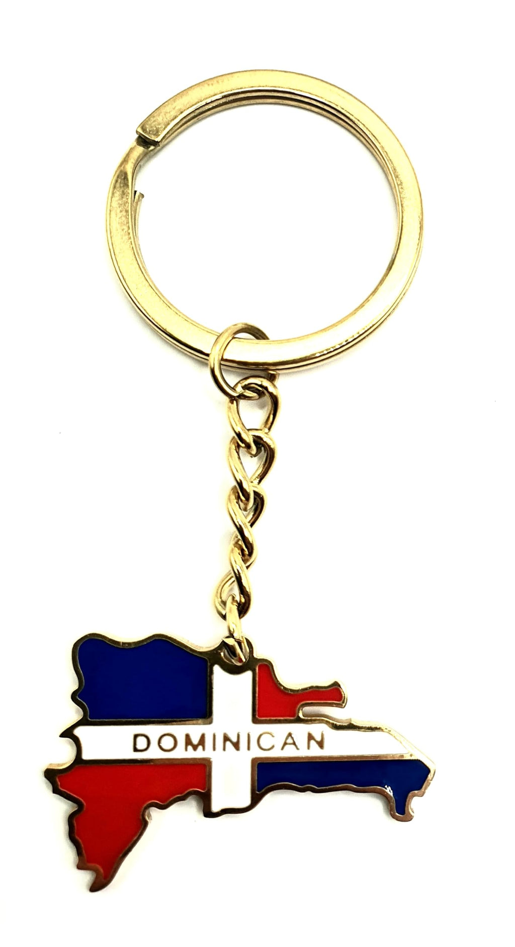 Dominican Republic Caribbean Gold Country Flag Key Ring Chain Metal Enamel Keyring