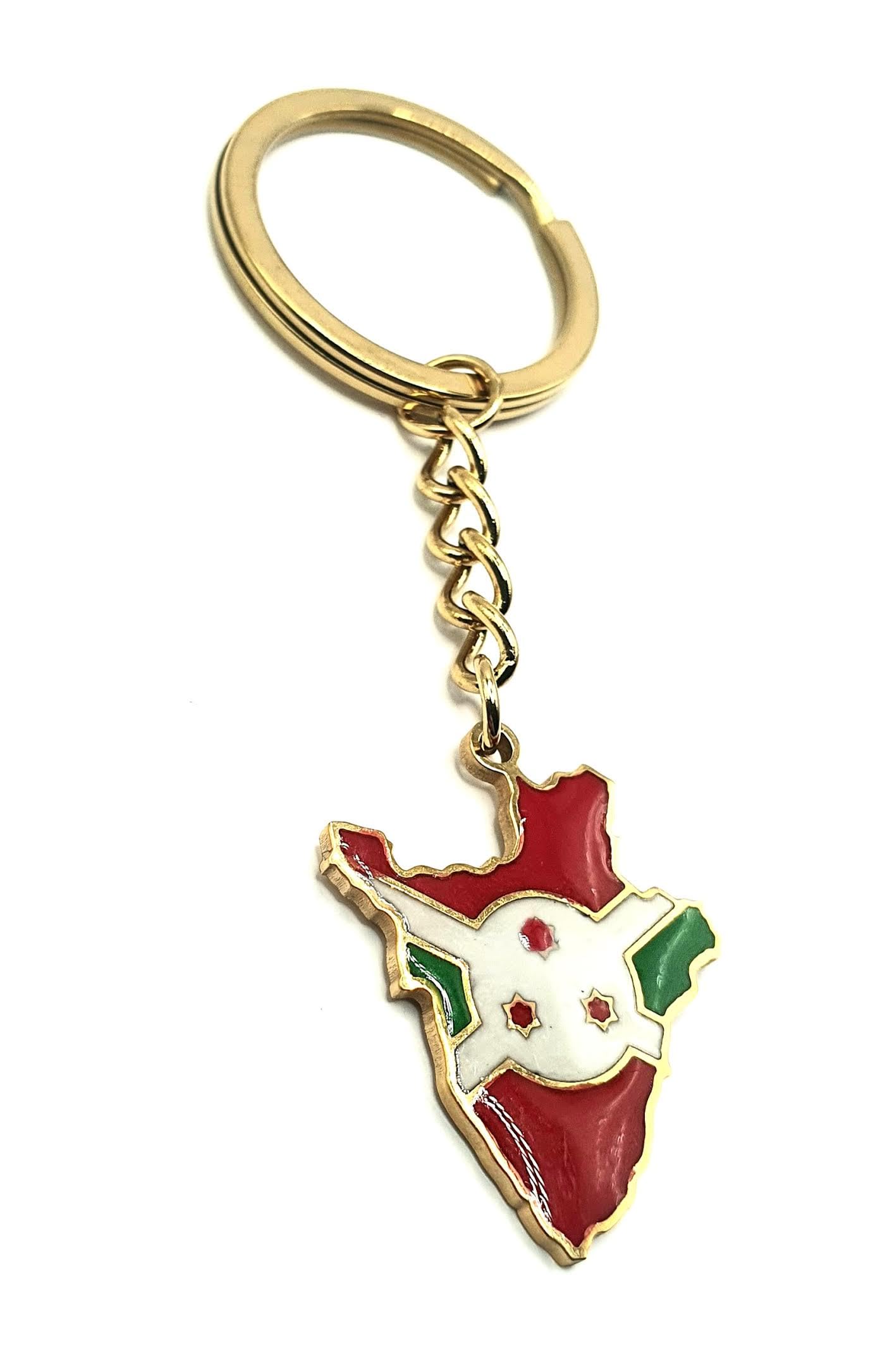 Burundi East Africa Gold Key Ring Chain Country Flag Metal Enamel Keyring