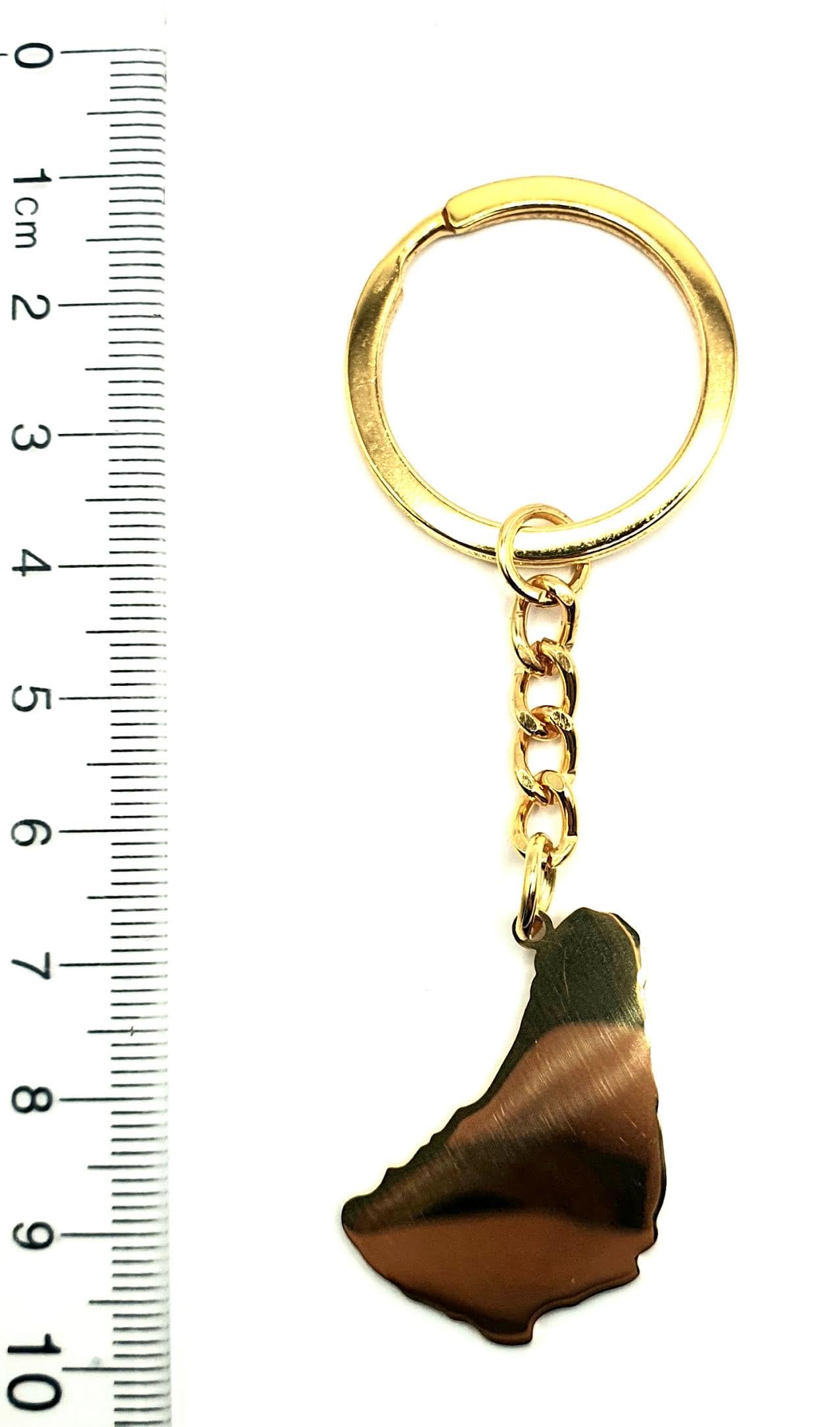Barbados Caribbean Gold Country Map Flag Key Ring Chain Metal Enamel Keyring