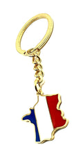 France French Map Outline EU European Europe Gold Country Flag Key Ring Chain Metal Enamel Keyring
