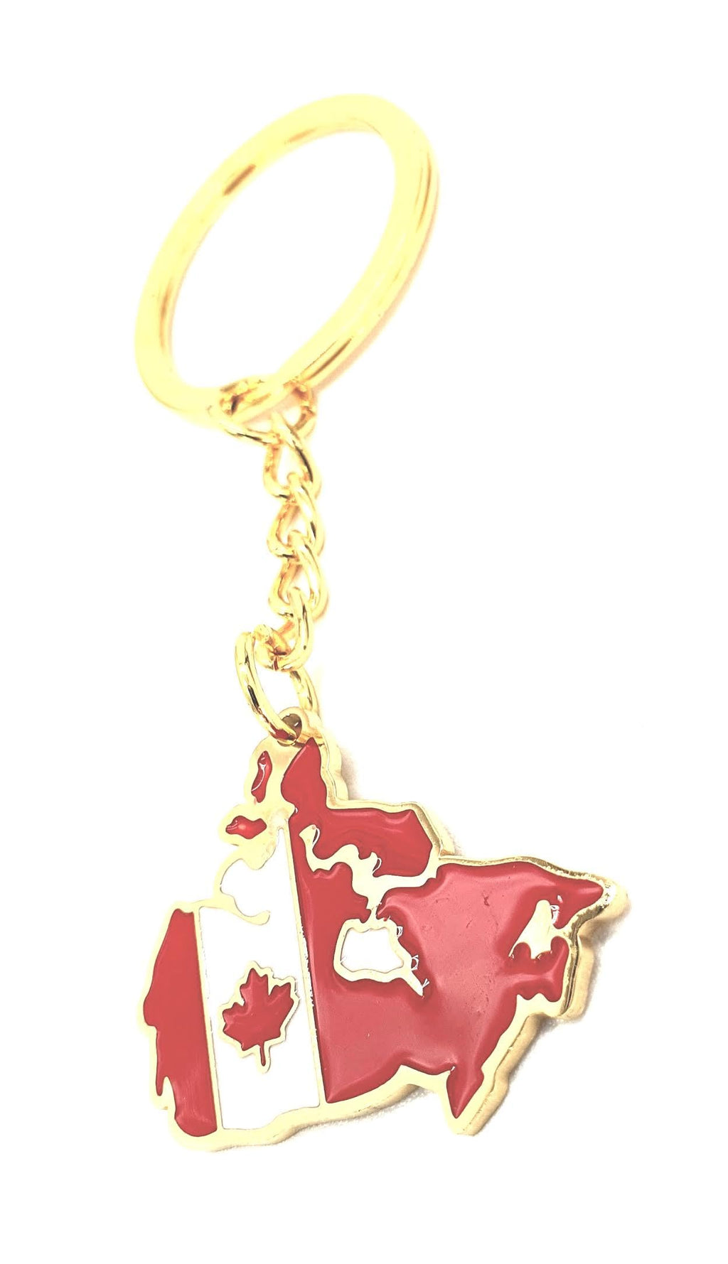 Canada Canadian Map Outline Gold Country Flag Key Ring Chain Metal Enamel Keyring